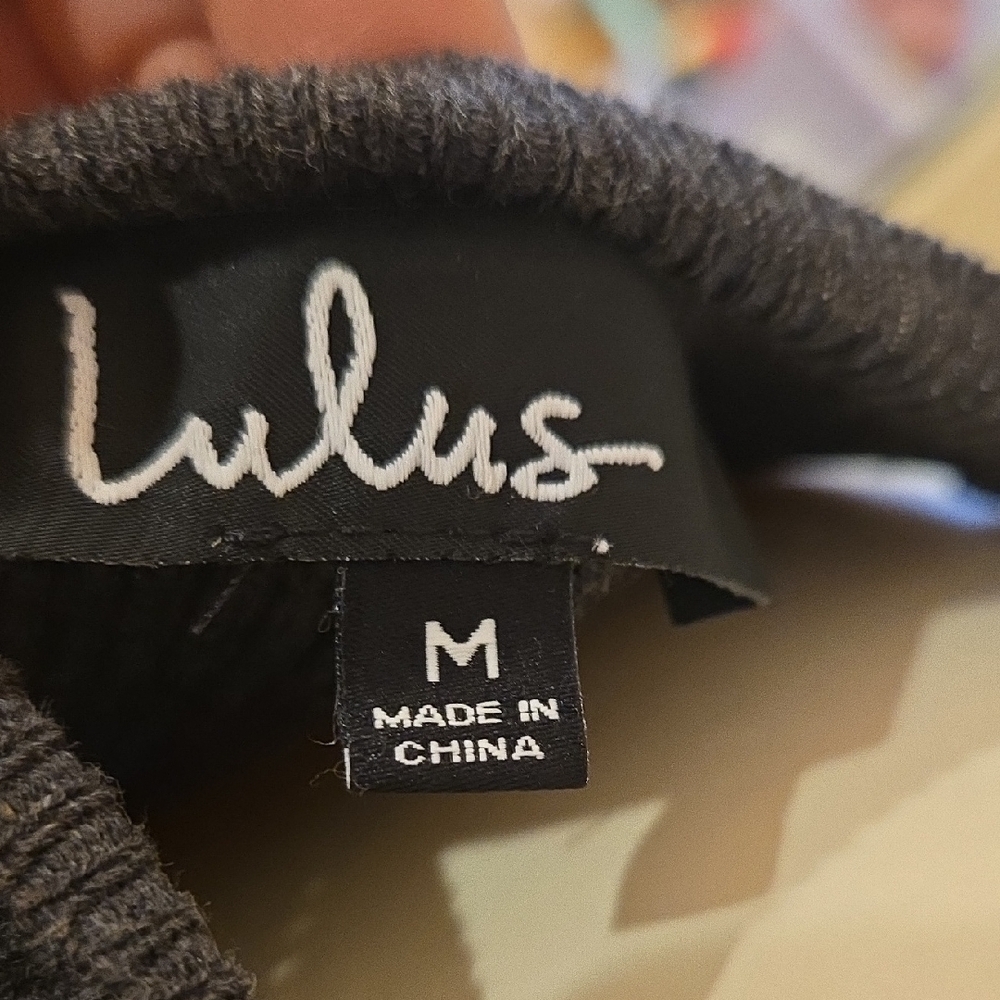 Lulu's Dark Gray Ribbed Mini Dress - Picture 2 of 7